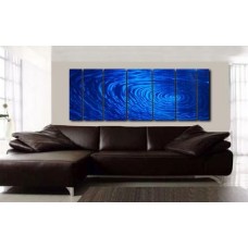 Contemporary Metal Wall Art Sculpture - Abstract Blue Ripple Home Decor 853526002030  350495807379